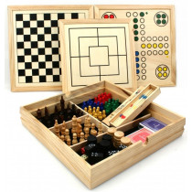 Wooden games colllection cassette 10-in-1. 