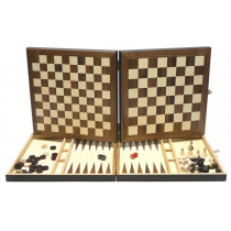 Large Wooden Folding Chess, Draughts & Backgammon games compendium
