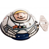 tin oval spaceman clockwork tin toy