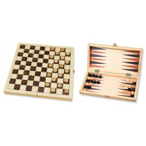 Wooden Folding Draughts / Backgammon Set