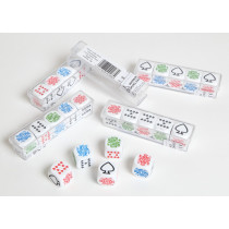 Pack of 5 poker dice in plastic case 17mm