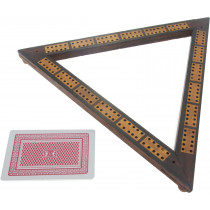 Inlaid triangular cribbage board