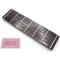 Solid dark walnut hardwood cribbage board