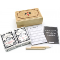 Canasta set in inlaid wooden box