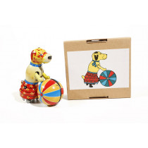 Circus dog with Ball clockwork tin toy