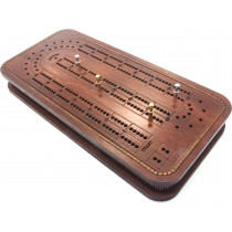 British wooden Dominoes & cribbage games box