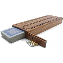 Mahogany continuous Cribbage box with cards