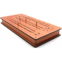 British wooden Dominoes & cribbage games box