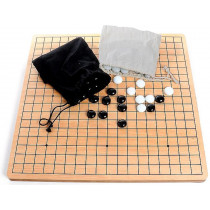 Wooden Go game with glass stones