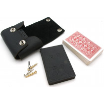 Black Leather travel cribbage set, British made