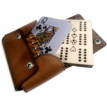 Leather travel cribbage set