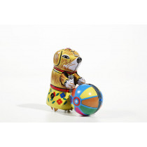 Small dog with Ball clockwork tin toy