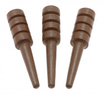 Pack of 3 grooved wooden cribbage pegs in Brown