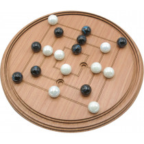 9 men’s morris traditional round wooden board game