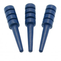 Pack of 3 grooved wooden cribbage pegs in blue