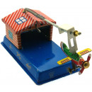 Aeroplane hangar tin toy