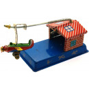 Aeroplane hangar tin toy